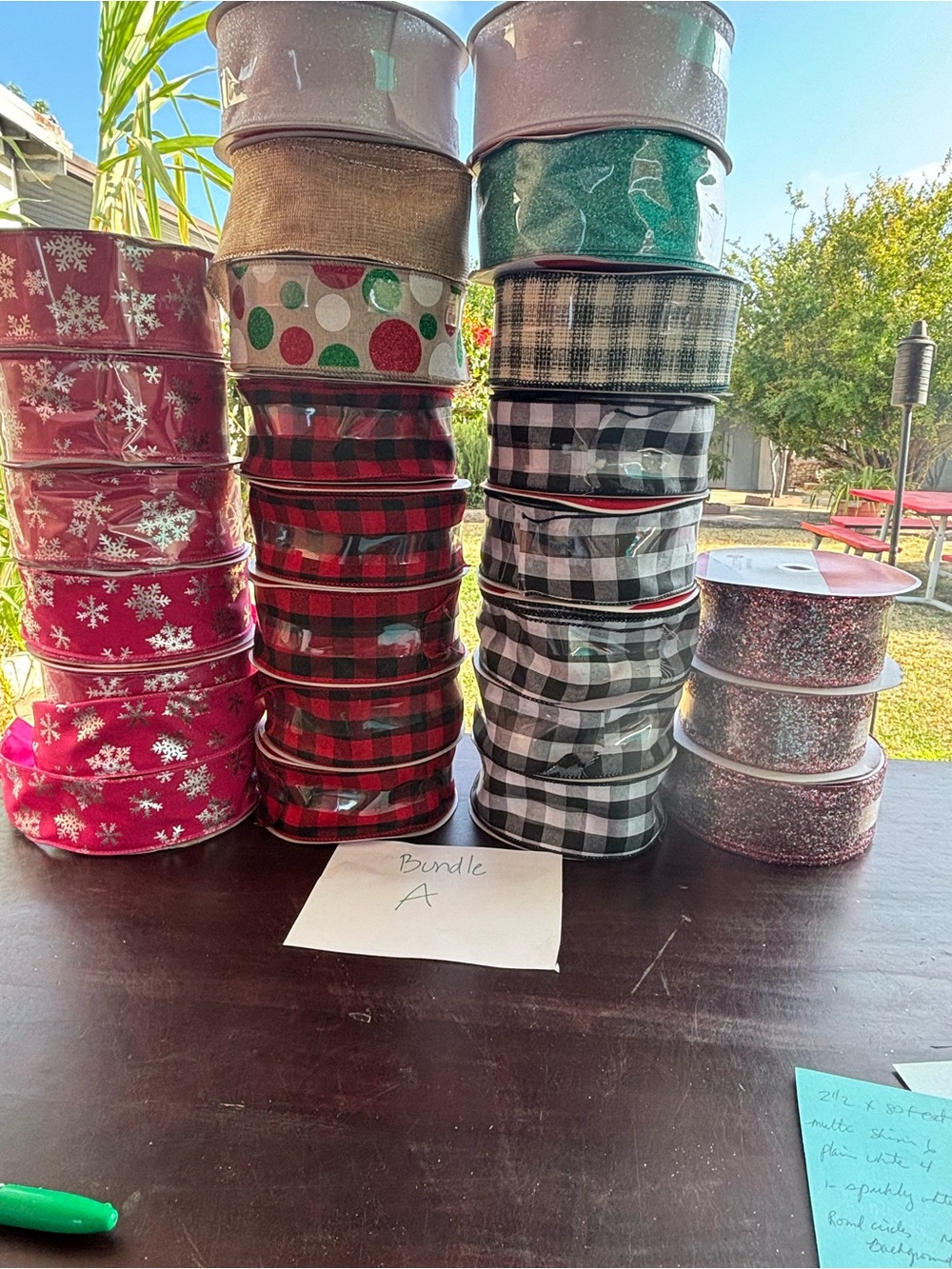 25 wired festive ribbon rolls perfect for holidays gift, bows to diy as desired